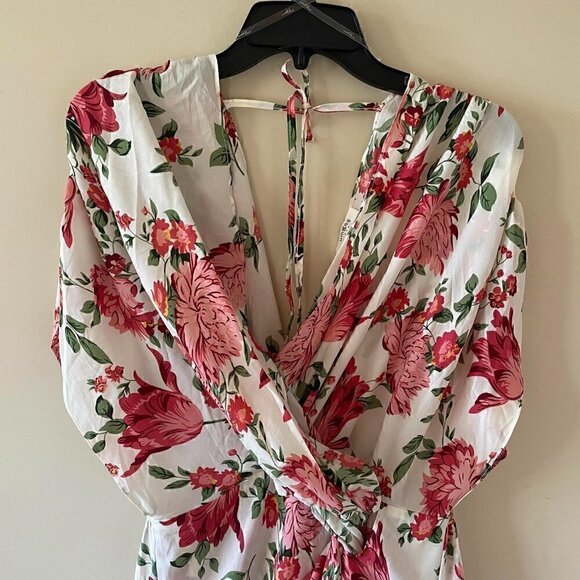 Pink Floral Umgee Faux Wrap Maxi Dress - Size Medium - Picture 2 of 6